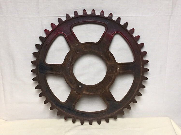 Large 22 Cast Iron Sprocket Cog Gear, Industrial Farm Salvage, Pequea Hay Bailer, Iron Table