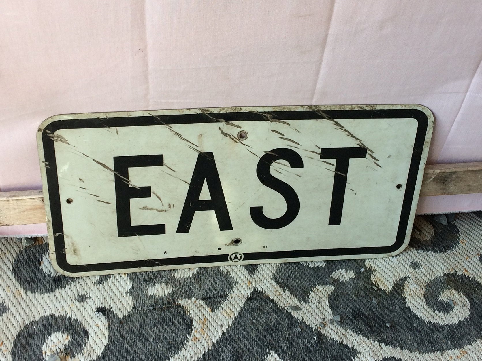 Authentic Metal EAST Road Sign, Vintage PA Highway Street Sign, Man