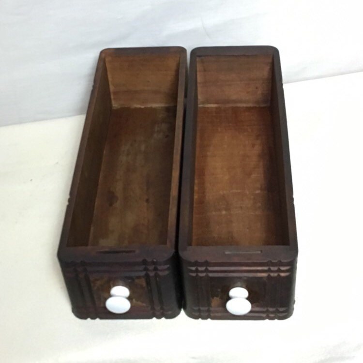 Set of 2 Singer Sewing Machine Drawers with White Porcelain Knobs