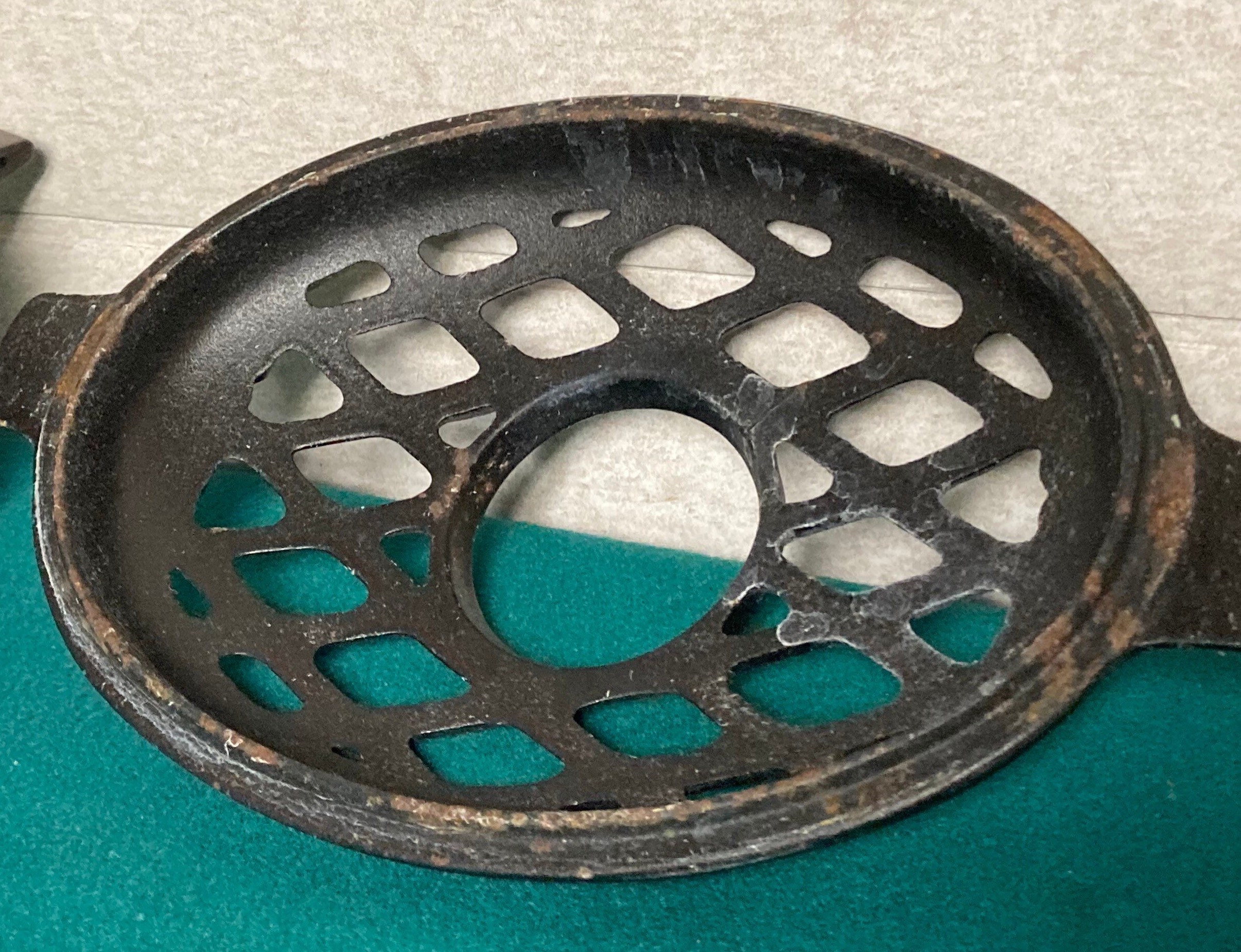 Antique Cast Iron Lattice Top Steamer Pot, Woodstove Humidifier