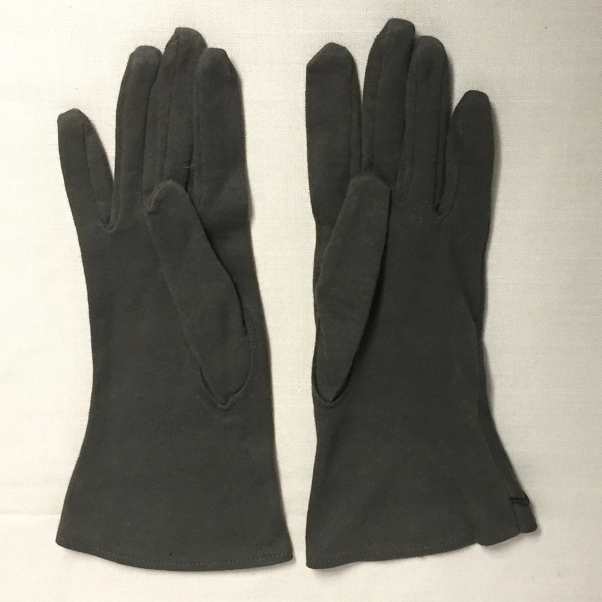 Vintage Atlas Ladies Gloves, Brown Cotton Gloves with Decorative Stitching