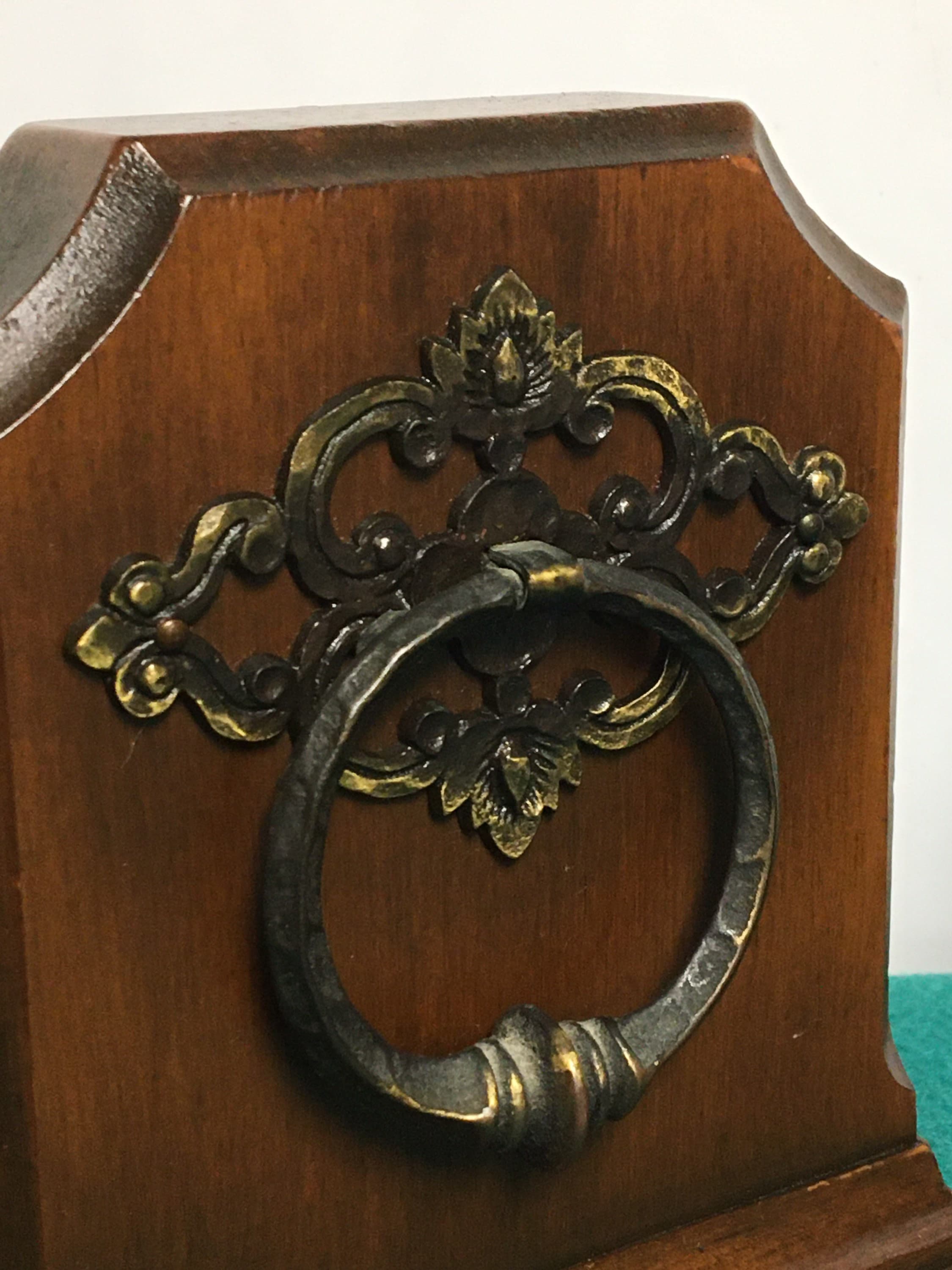 Mid Century Wood and Iron Door Knocker Bookends