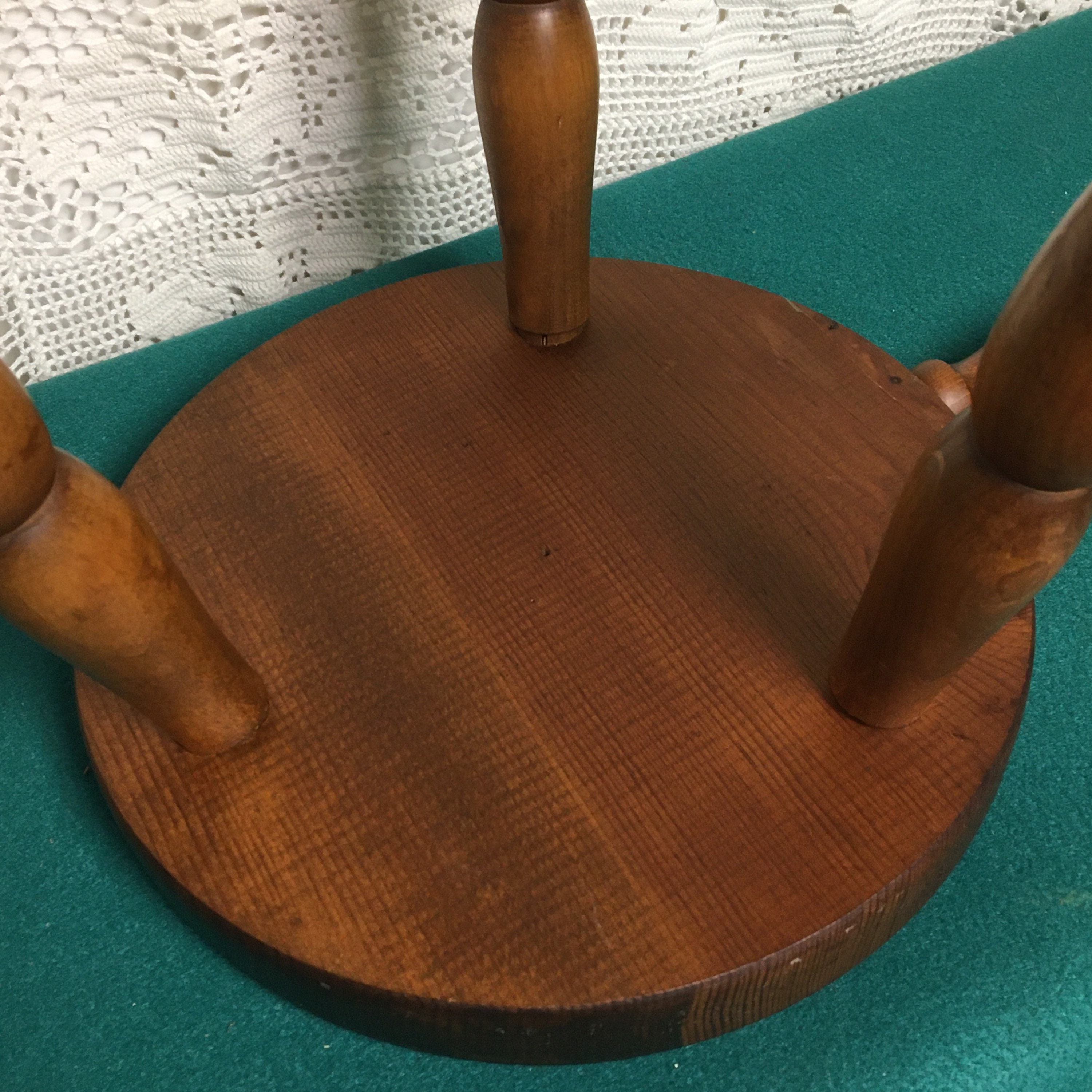 Vintage 1960's Three Legged Wooden Milking Stool with Handle, Small Farm Stool, Primitive Farmhouse