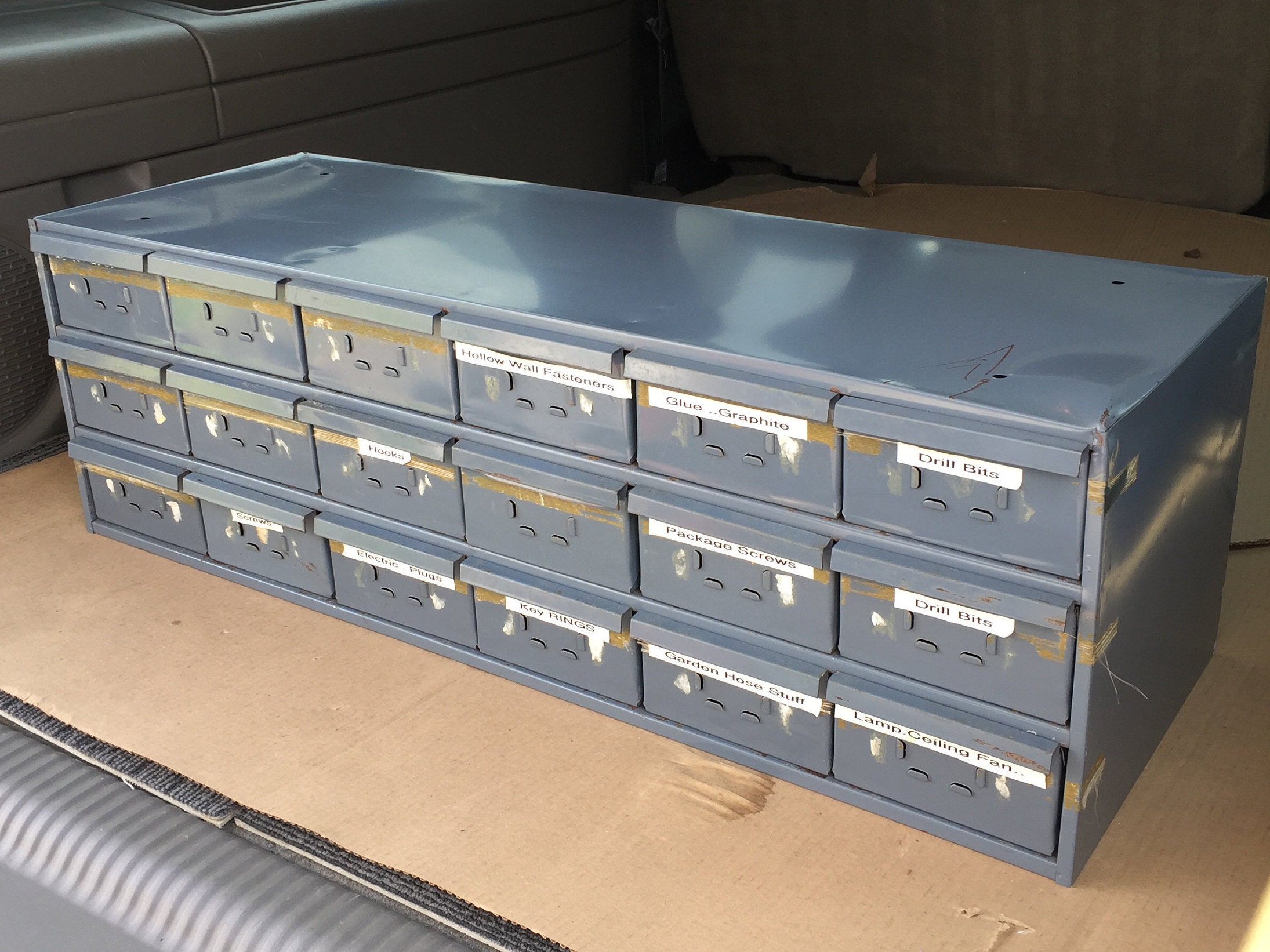 Vintage Durham Gray Industrial 18 Drawer Steel Parts Old Parts