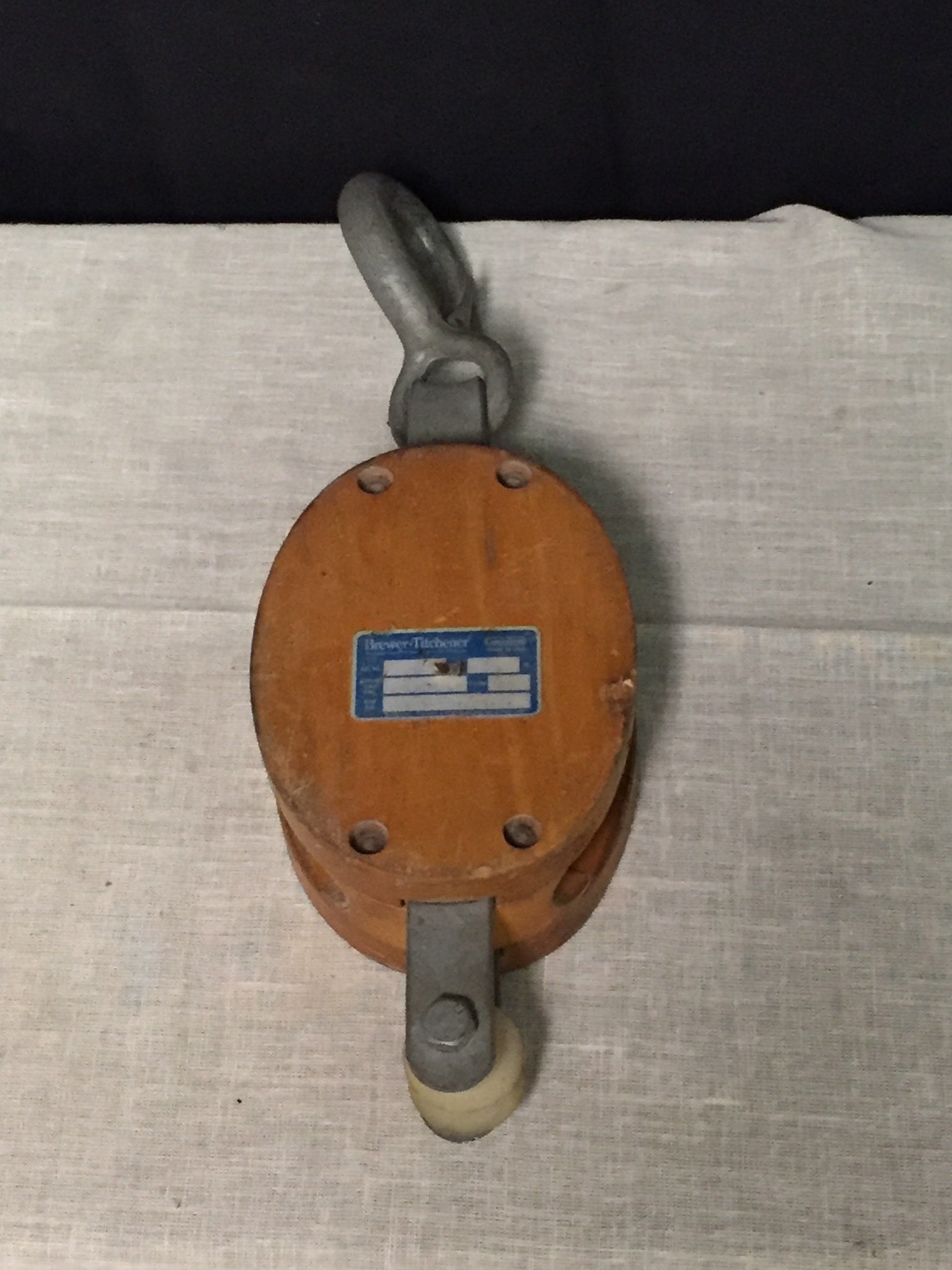Vintage Brewer Titchener Wooden Pulley Block and Tackle, Cooper Tools
