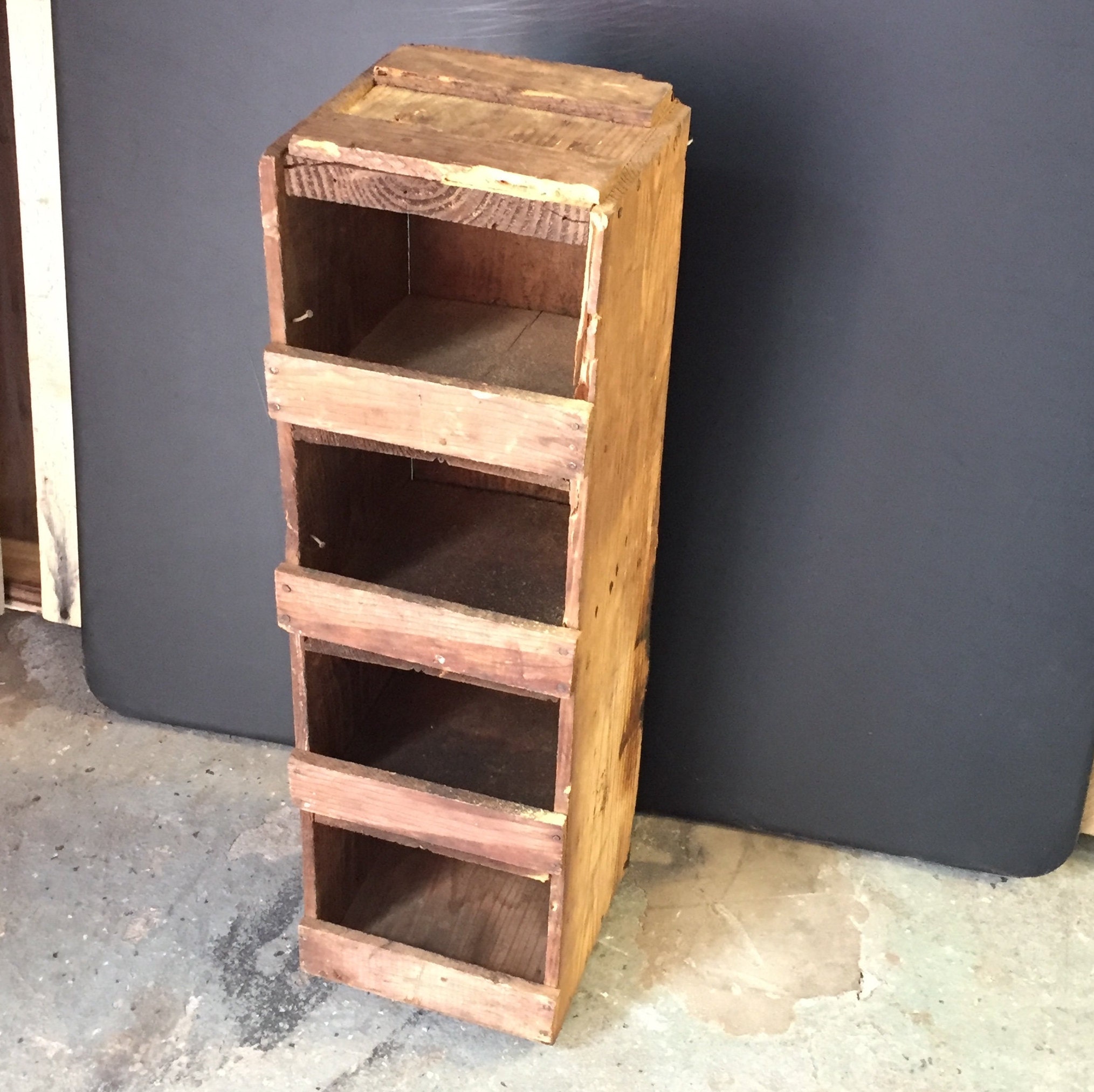 Vintage Wooden Hardware Cubby Box Shelf, Primitive Hardware Cubbies