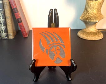 Cleo Teissedre Terra Cotta Tile of Bear Claw