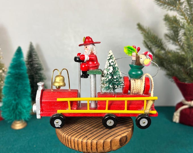 Featured listing image: Kurt S. Adler 1984 Mini Wooden Firetruck Ornament