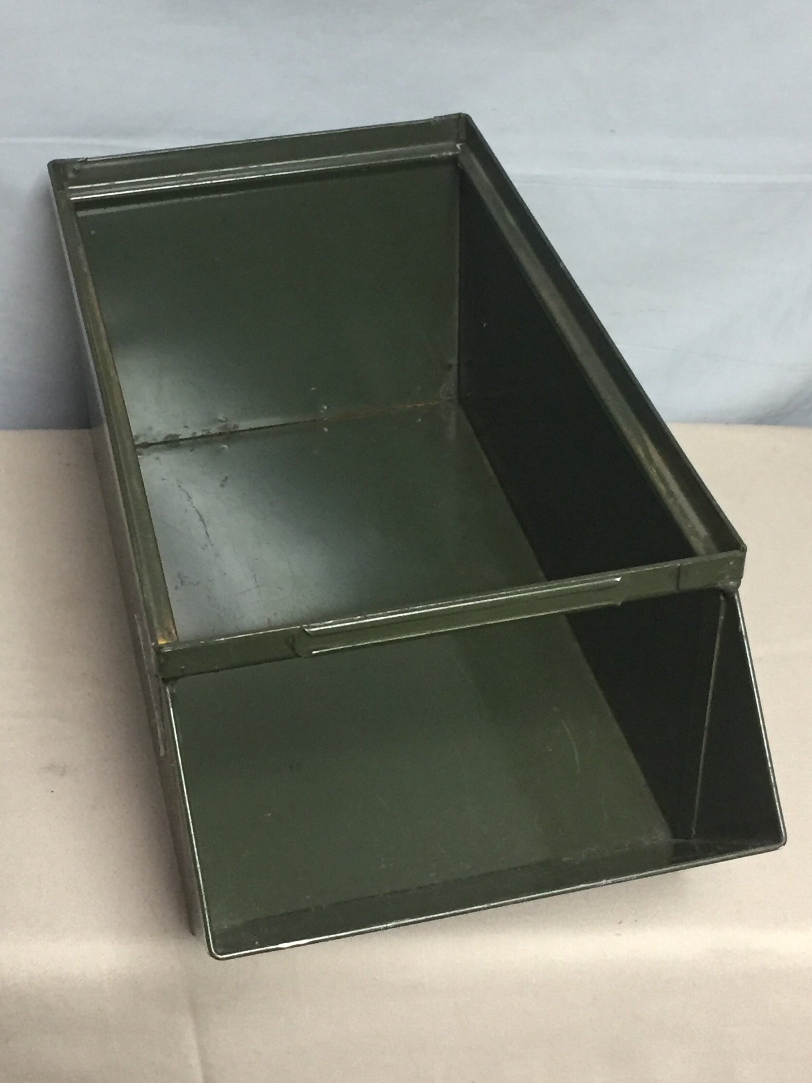 Green Industrial Steel Parts Bin Drawer, Old Green Metal Bins, Cubbies