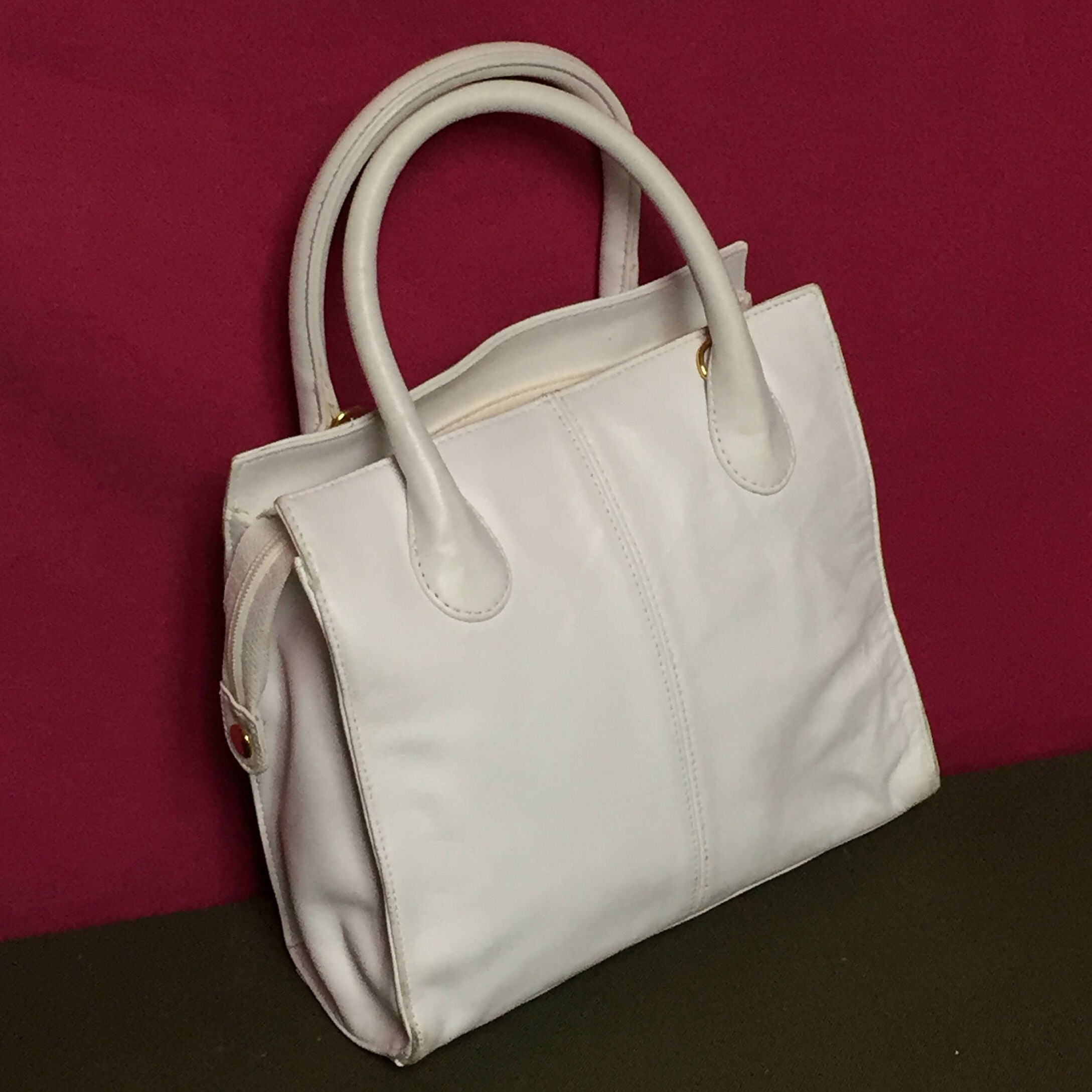 Vintage Giani Bernini, White Leather Handbag,