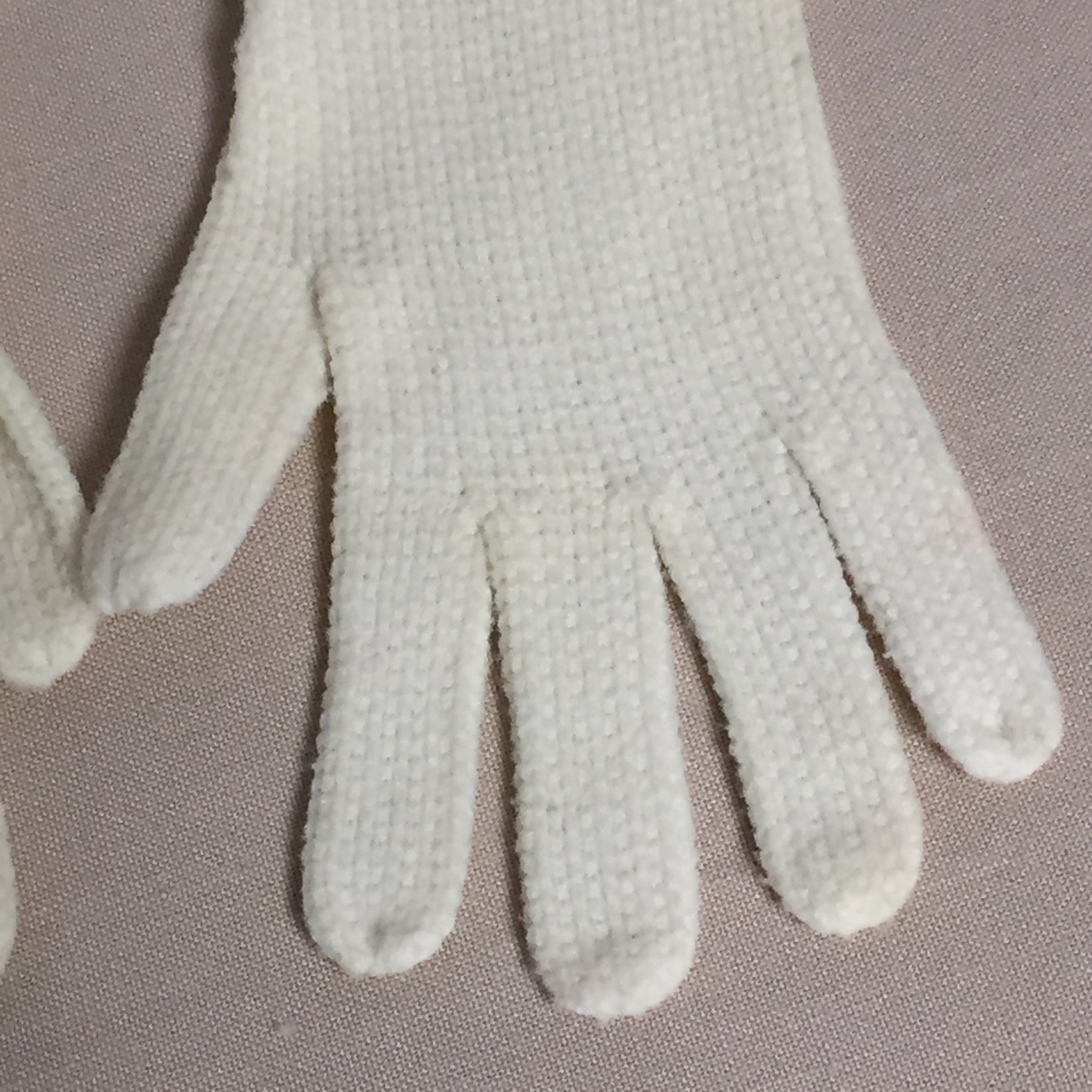 Vintage Ladies Gloves Made in Japan, Nylon Knit Gloves, With Two Buttons at Wrist