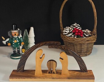 Hand Crafted Wooden Nativity, Modern Style, Arch Nativity