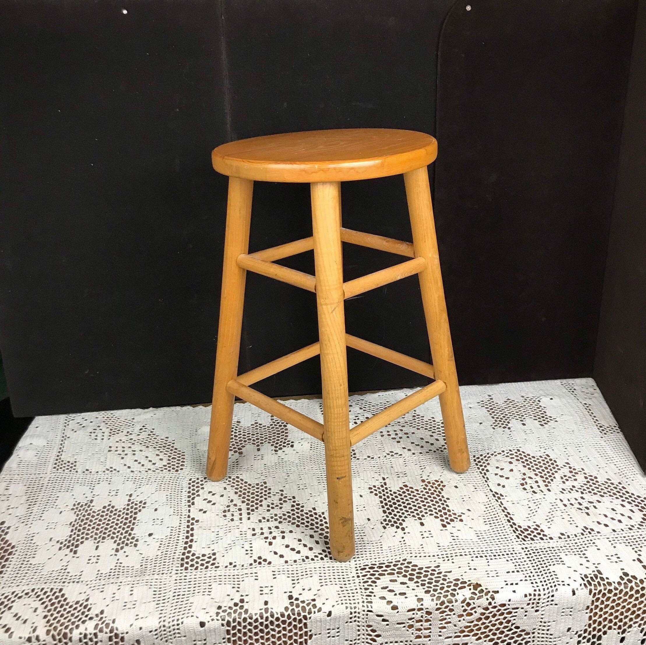 Solid Oak Wooden Stool, Kitchen Counter Stool, 23” Tall