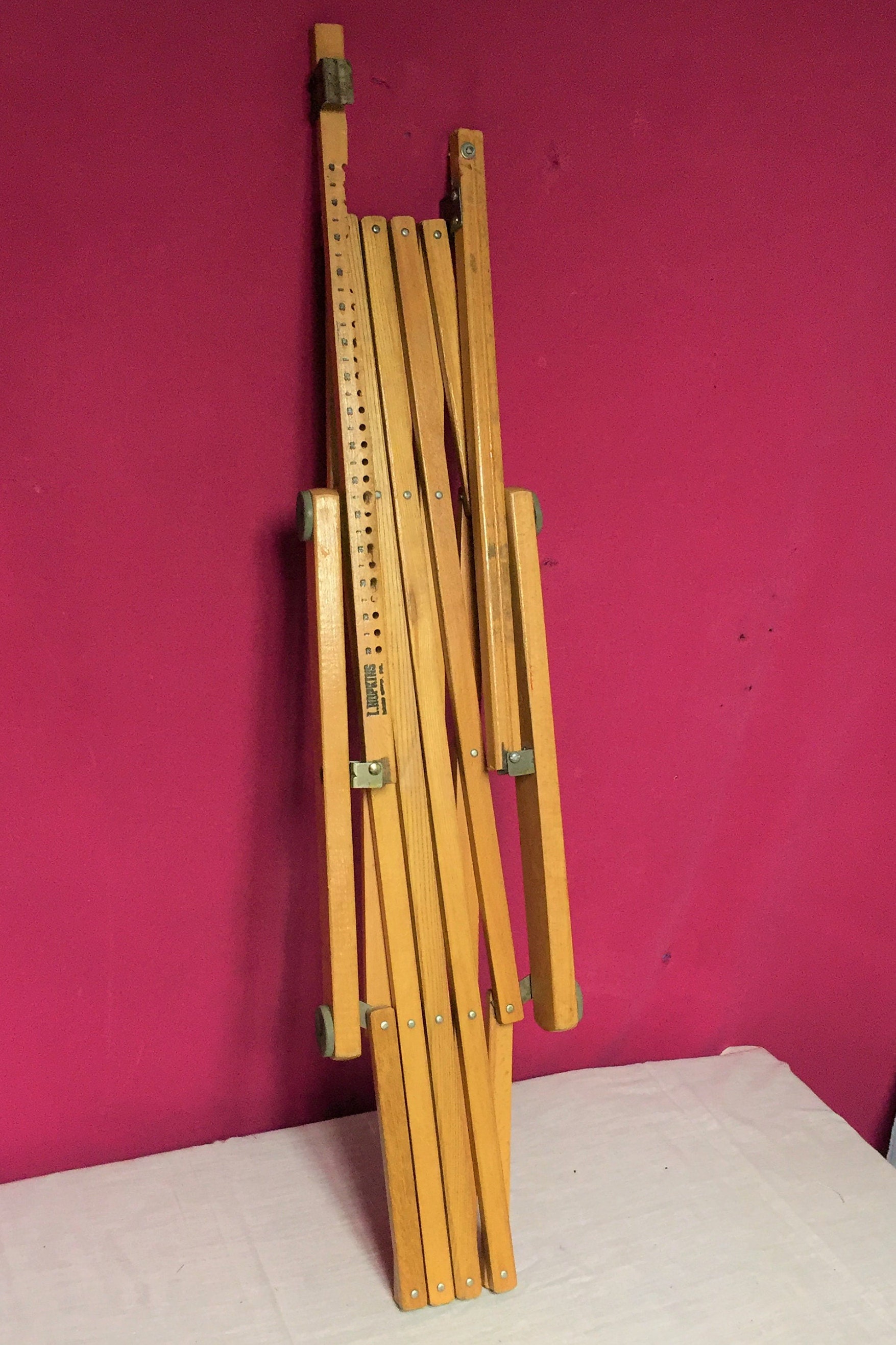 Vintage L. HOPKINS Wooden Folding Expanding Gate, Accordion Gate, Old