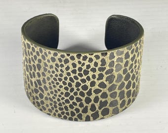 Leather and Metal Animal Print Cuff Bracelet