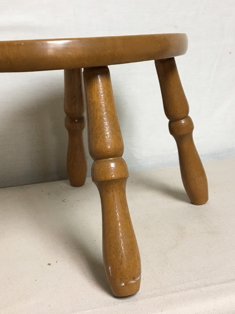 Small Wooden Folk Art Stool Handmade Decoupage Wooden Stool Etsy