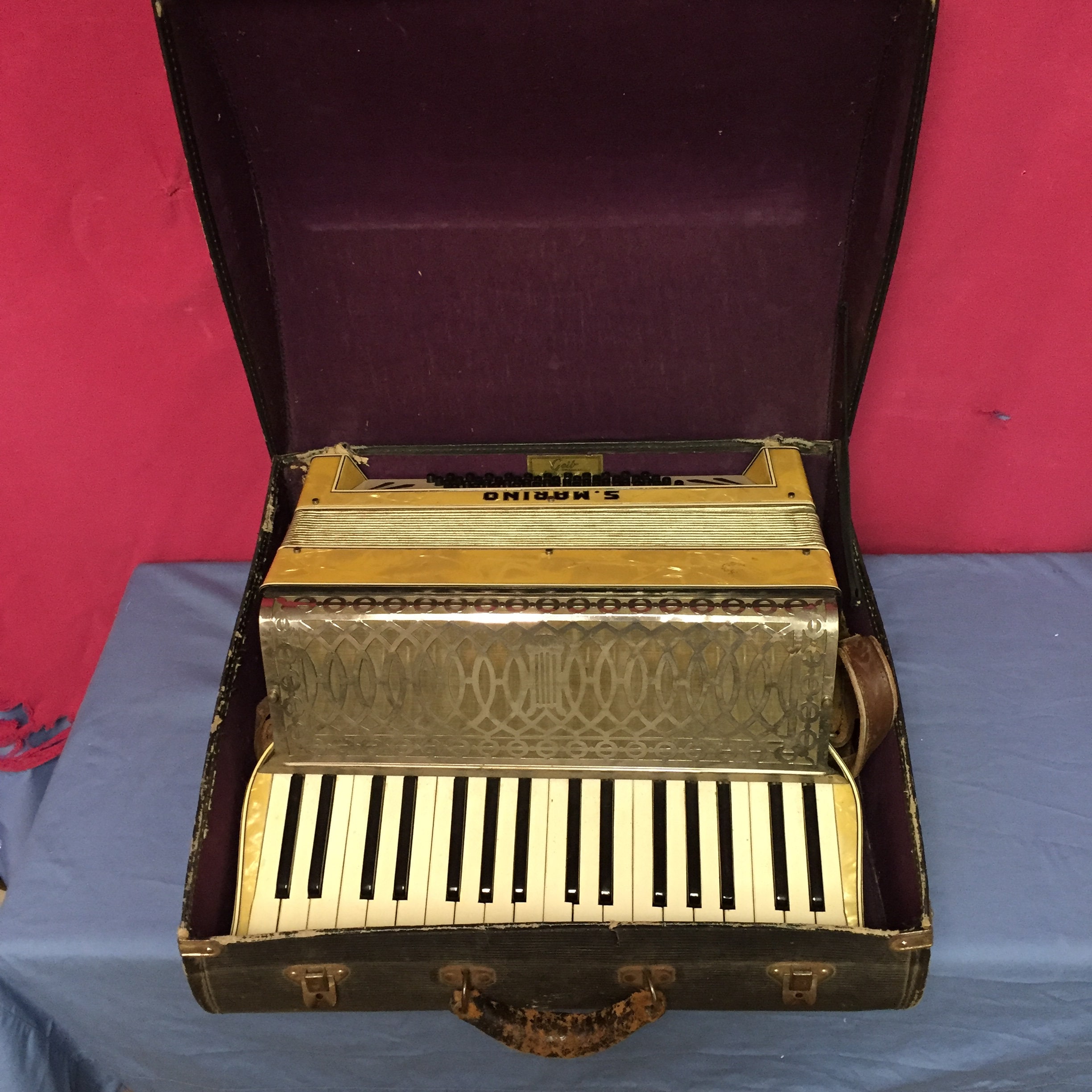 Vintage S Marino Accordion with Original Case and Straps Works and