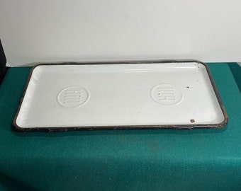 Vintage HILL White Enamel Metal Butcher Tray, Medical Doctor's Tray