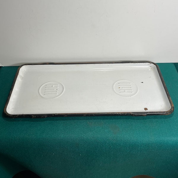 Vintage HILL White Enamel Metal Butcher Tray, Medical Doctor's Tray