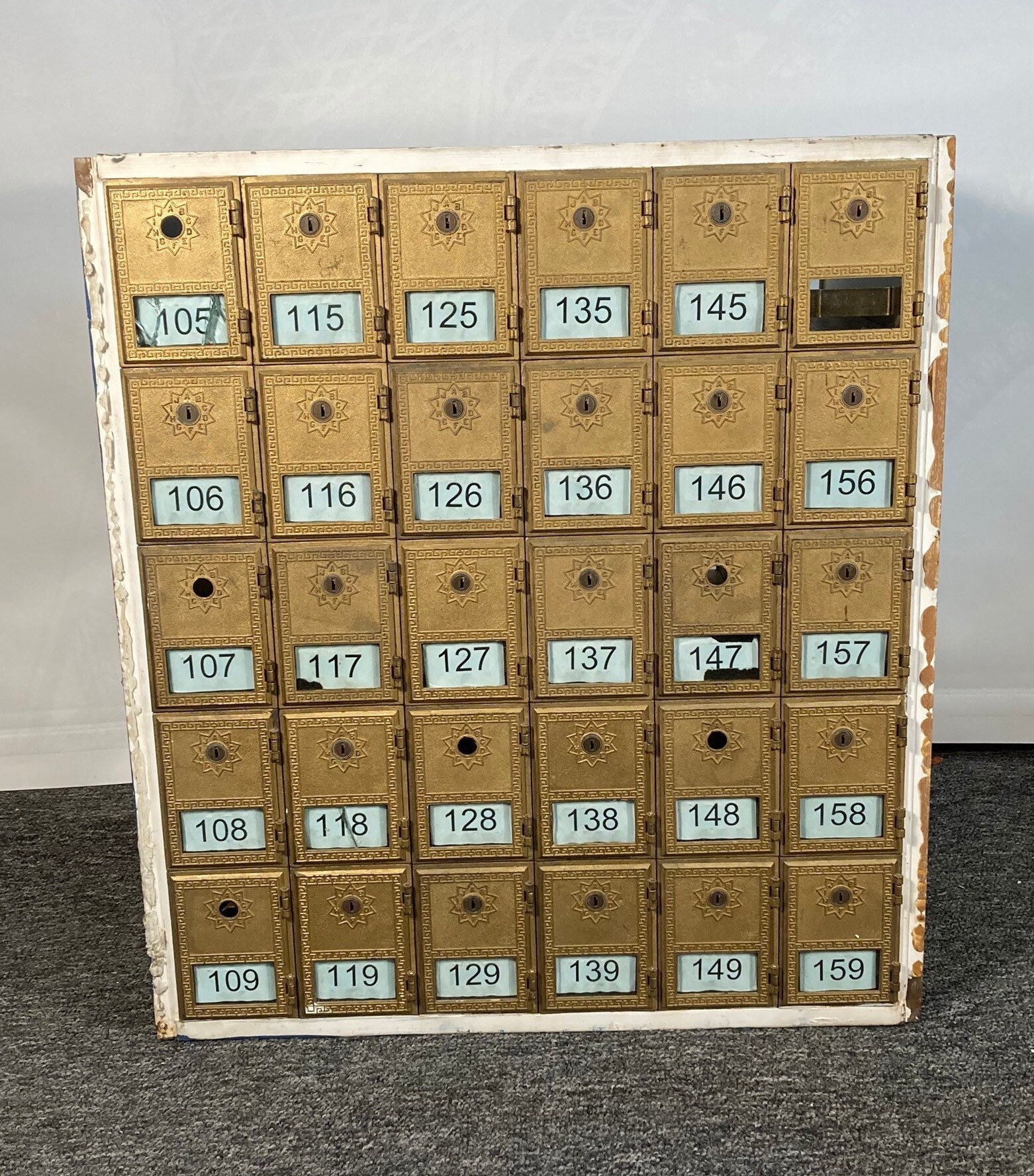 Vintage Salisbury Post Office Metal Mail Sorter with 30 Brass
