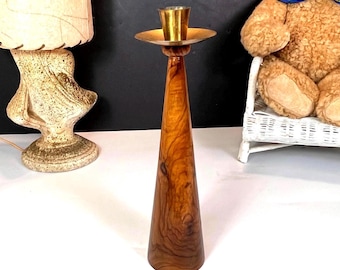 MCM, Cone Shaped, Olive Wood Candle Holder, Made in Israel