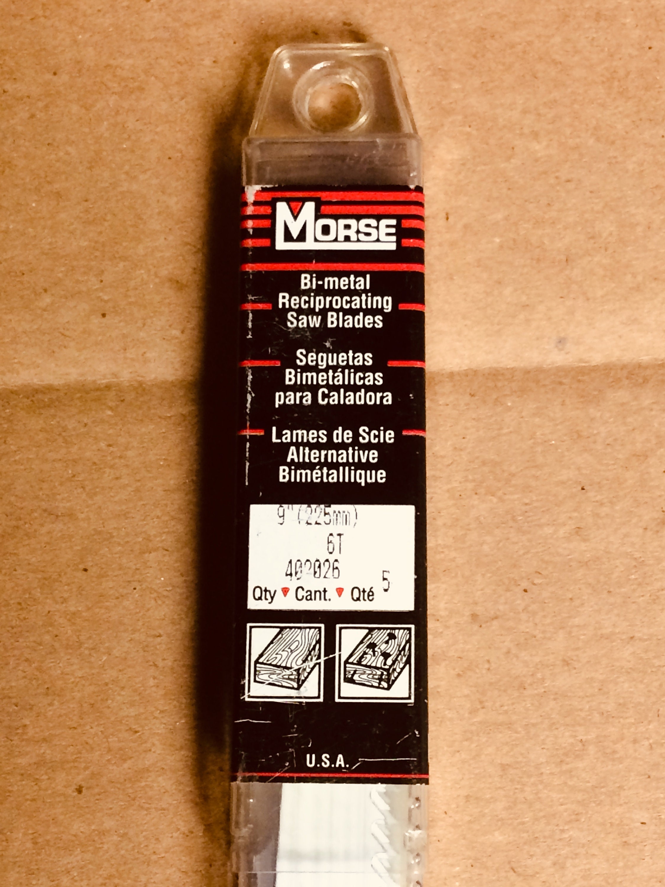 5 Pack Morse RB95006 BiMetal 9 Reciprocating Saw Blades, 6 TPI, Rough