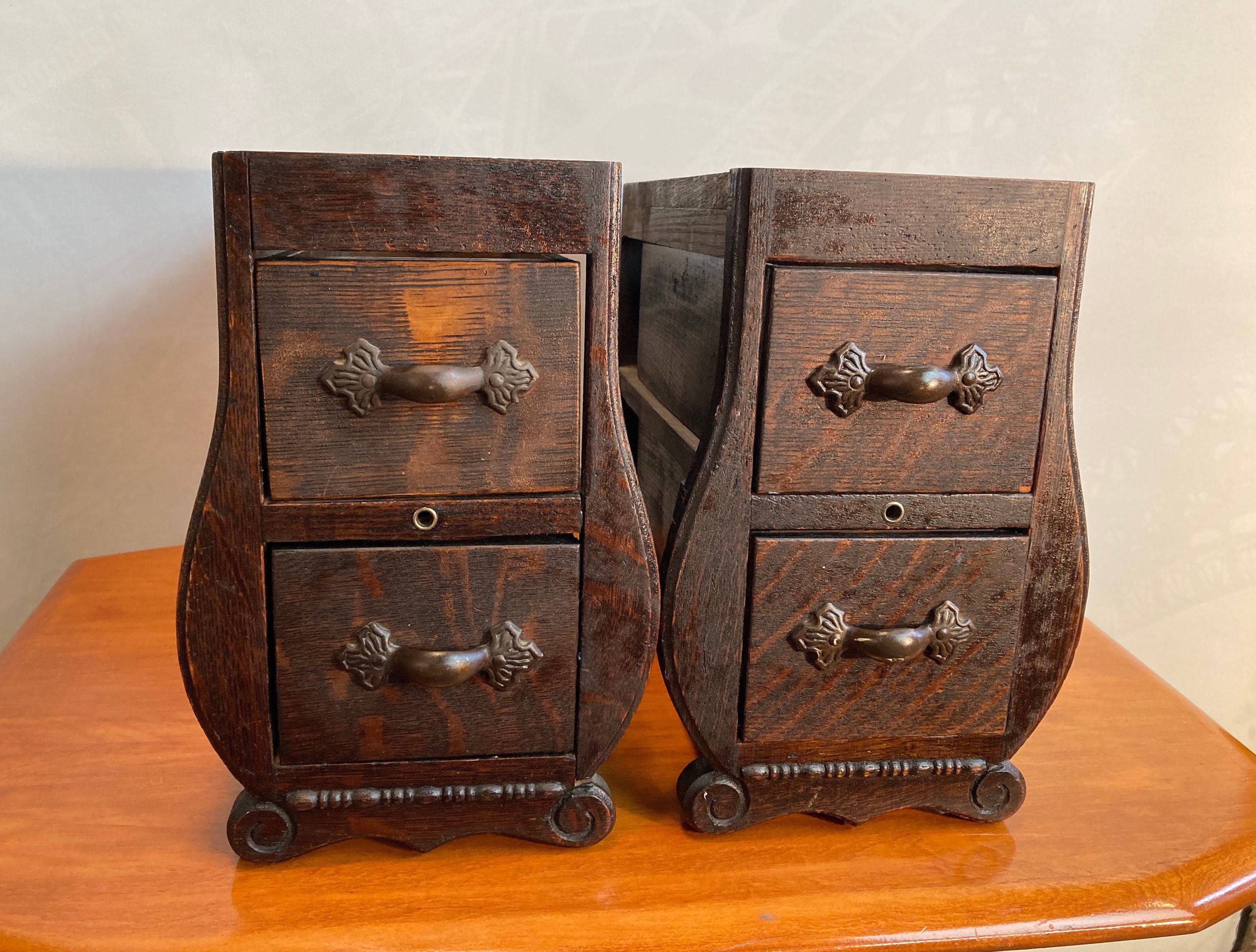 Set of 4 Wooden Singer Sewing Machine Drawers w/ Original Frames, Oak
