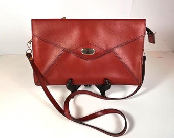 Leather Envelope Clutch Purse with Detachable Crossbody Strap