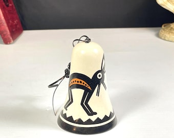 Southwestern Mimbres Pottery Wind Chime / Bell, Painted by Nevlyn Eckerman, Native American Folk Art