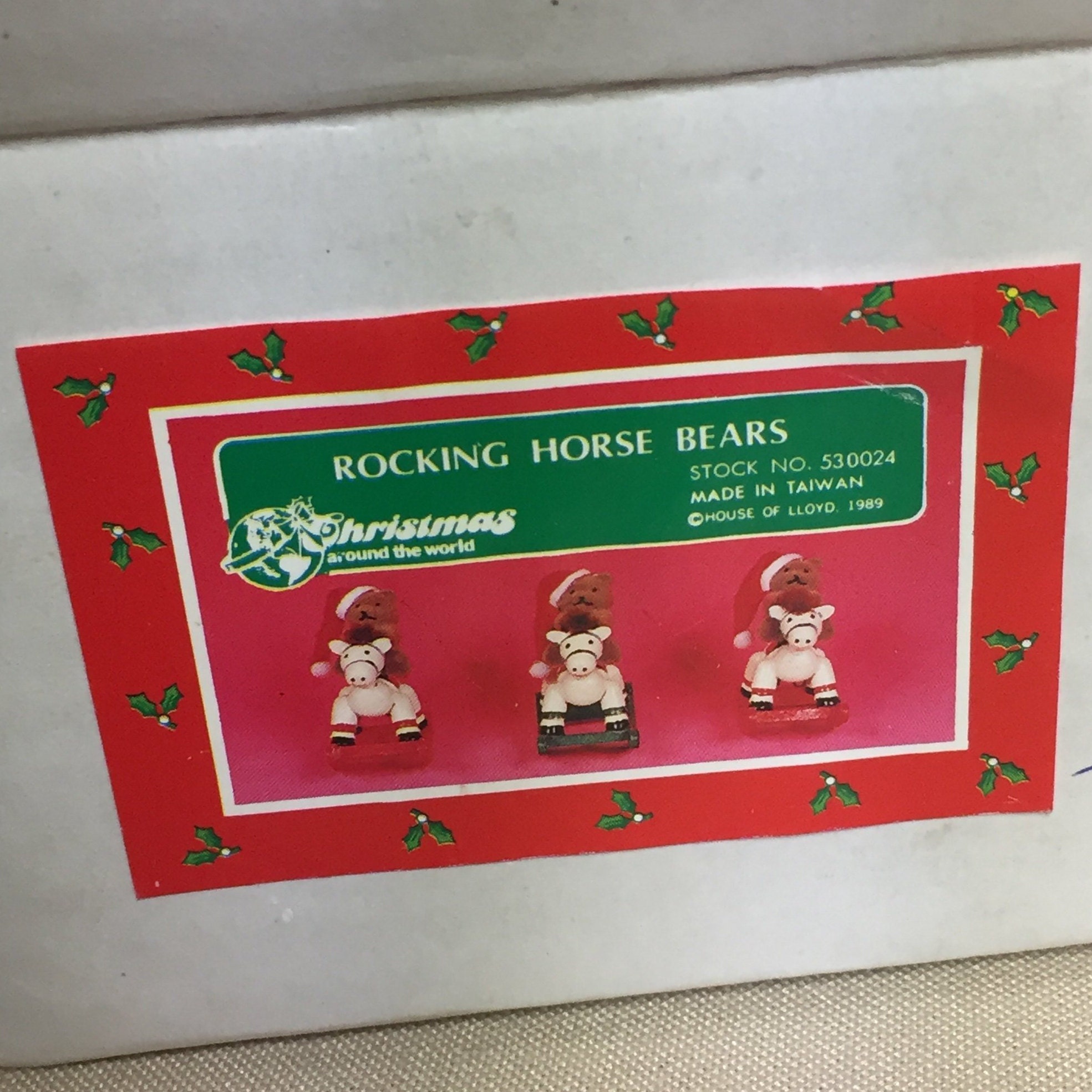 House of Lloyd, Vintage 1989, Set of Three Wooden Rocking Horse Bear