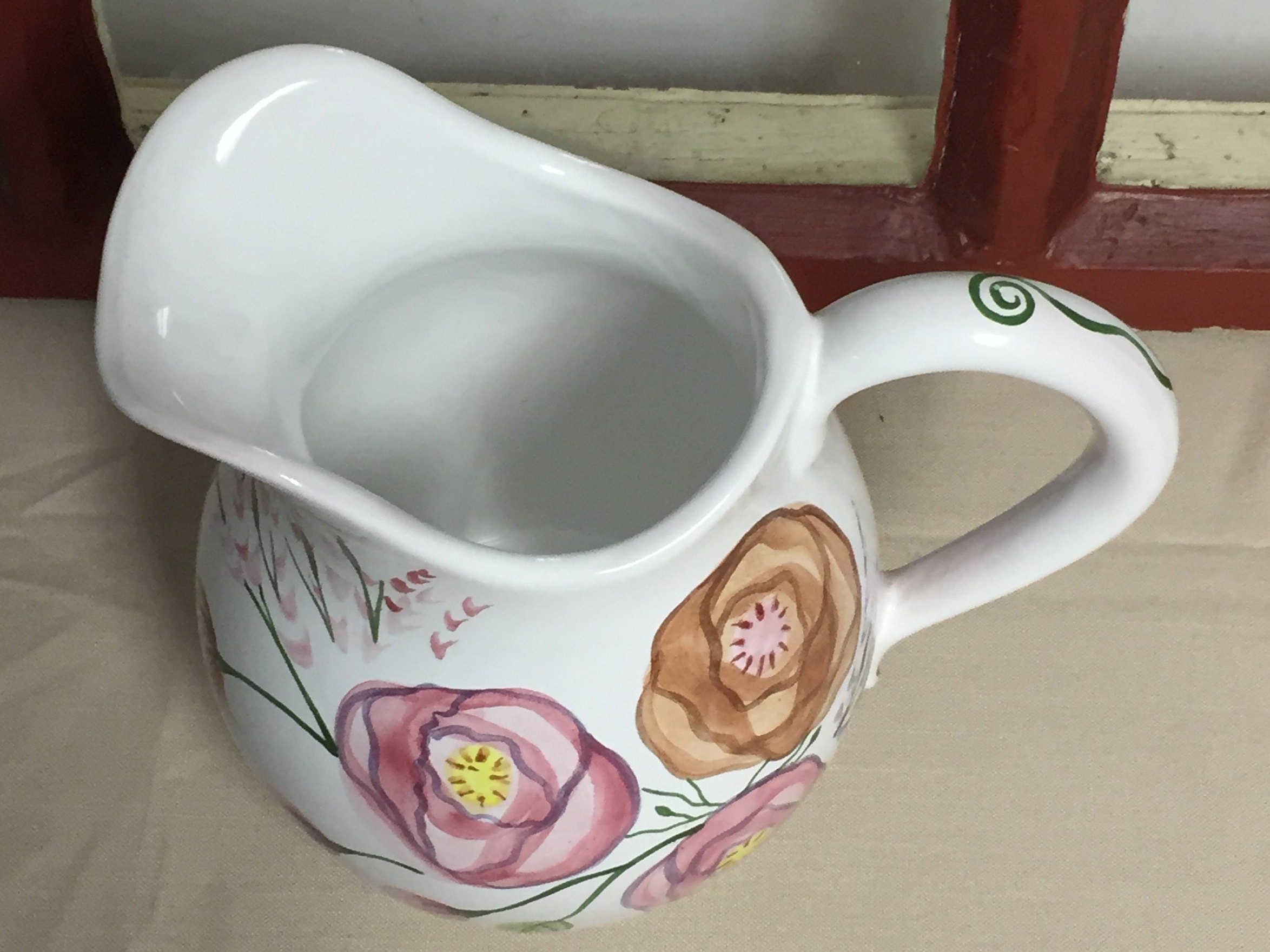 Chanticleer Terracotta Pottery Pitcher, Simpsons Potters, Belle Fiore