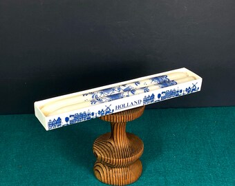 Delft Blue and White Holland Candles, Taper Candles in Original Box