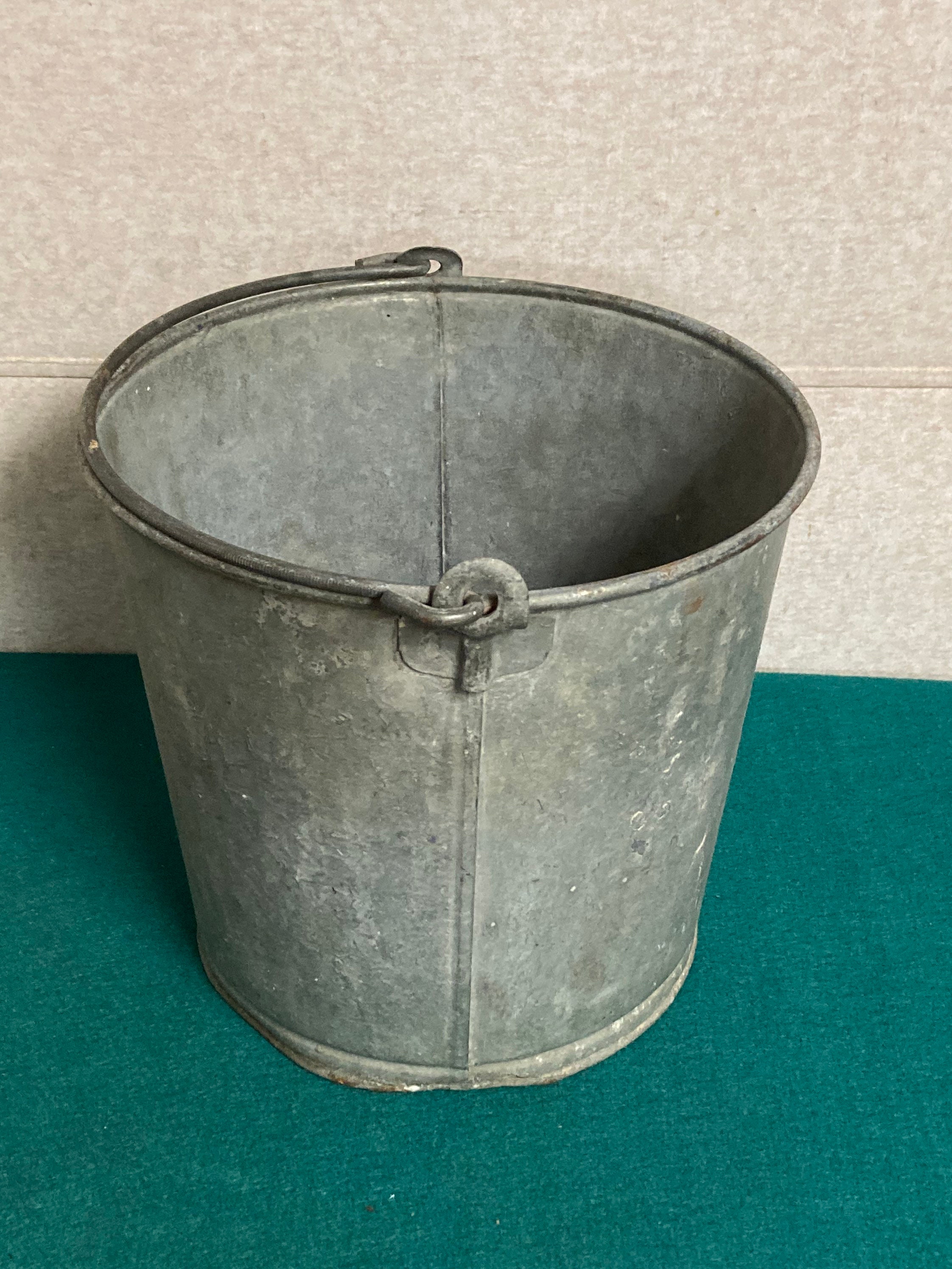 Vintage Galvanized 12 Mop Bucket, Shabby Flower Pot, Rustic Farmhouse