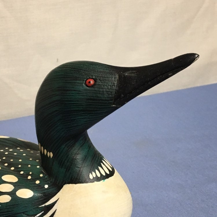 Hand Carved Wooden Loon Decoy, Duck Decoy, Hunting Lodge, Cabin Decor