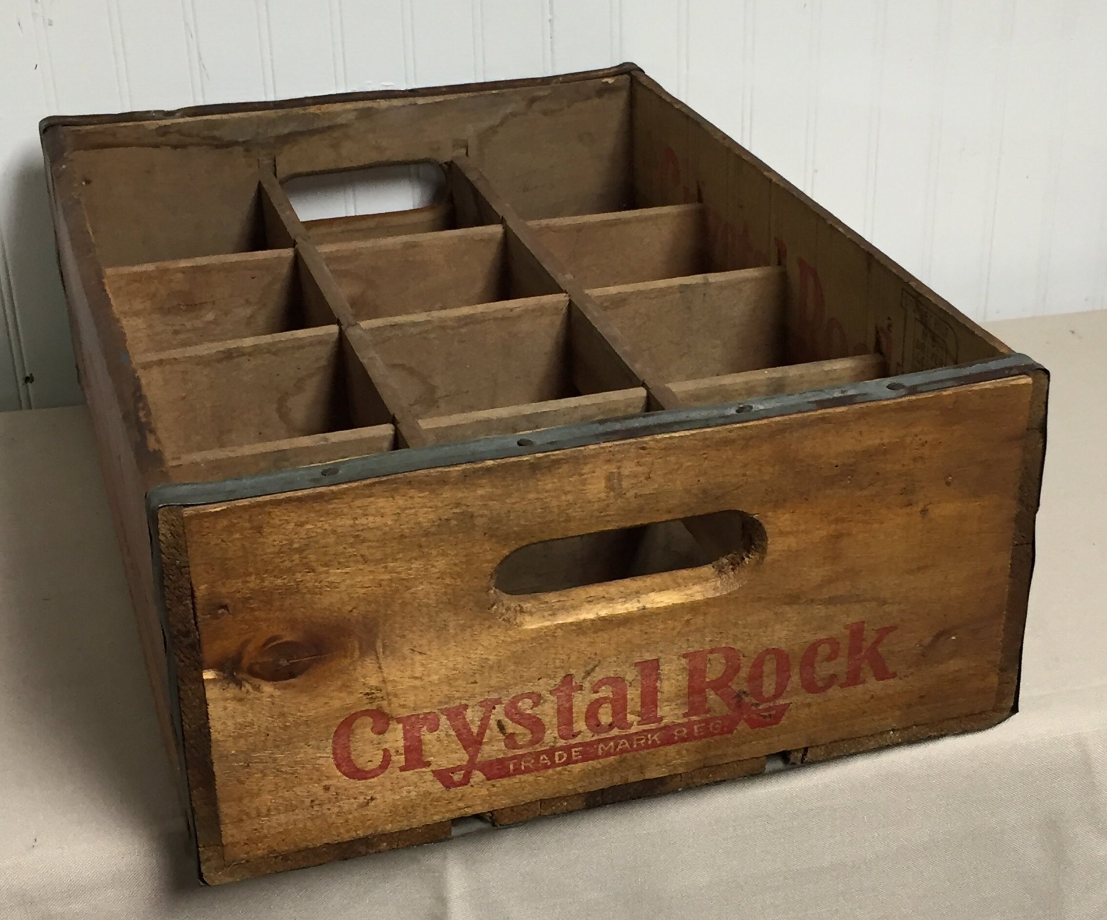 Crystal Rock Beverages Wooden Crate with Original Dividers, Reading Pa