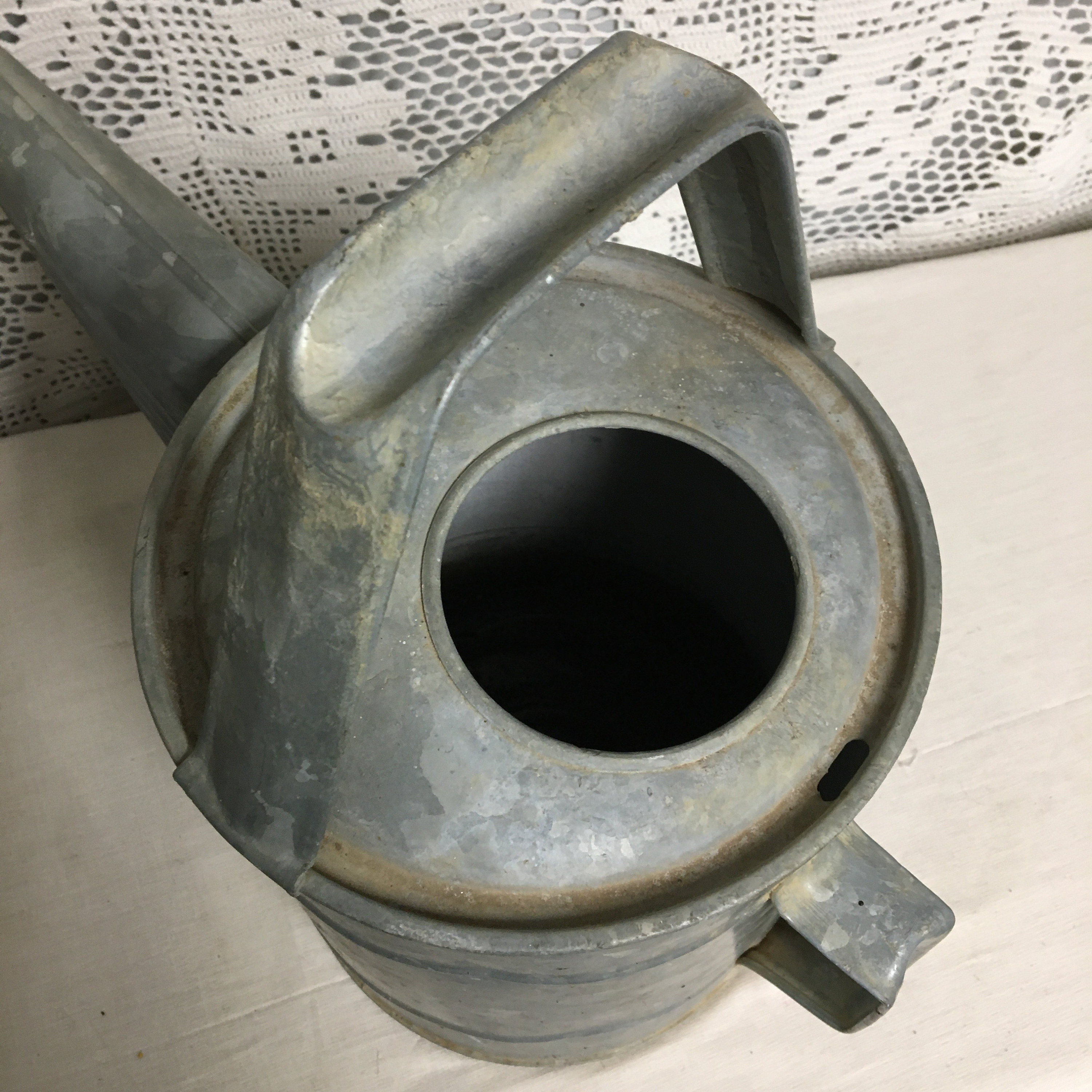 1950's Galvanized Metal Watering Can with 2 Handles & Copper Spout Head