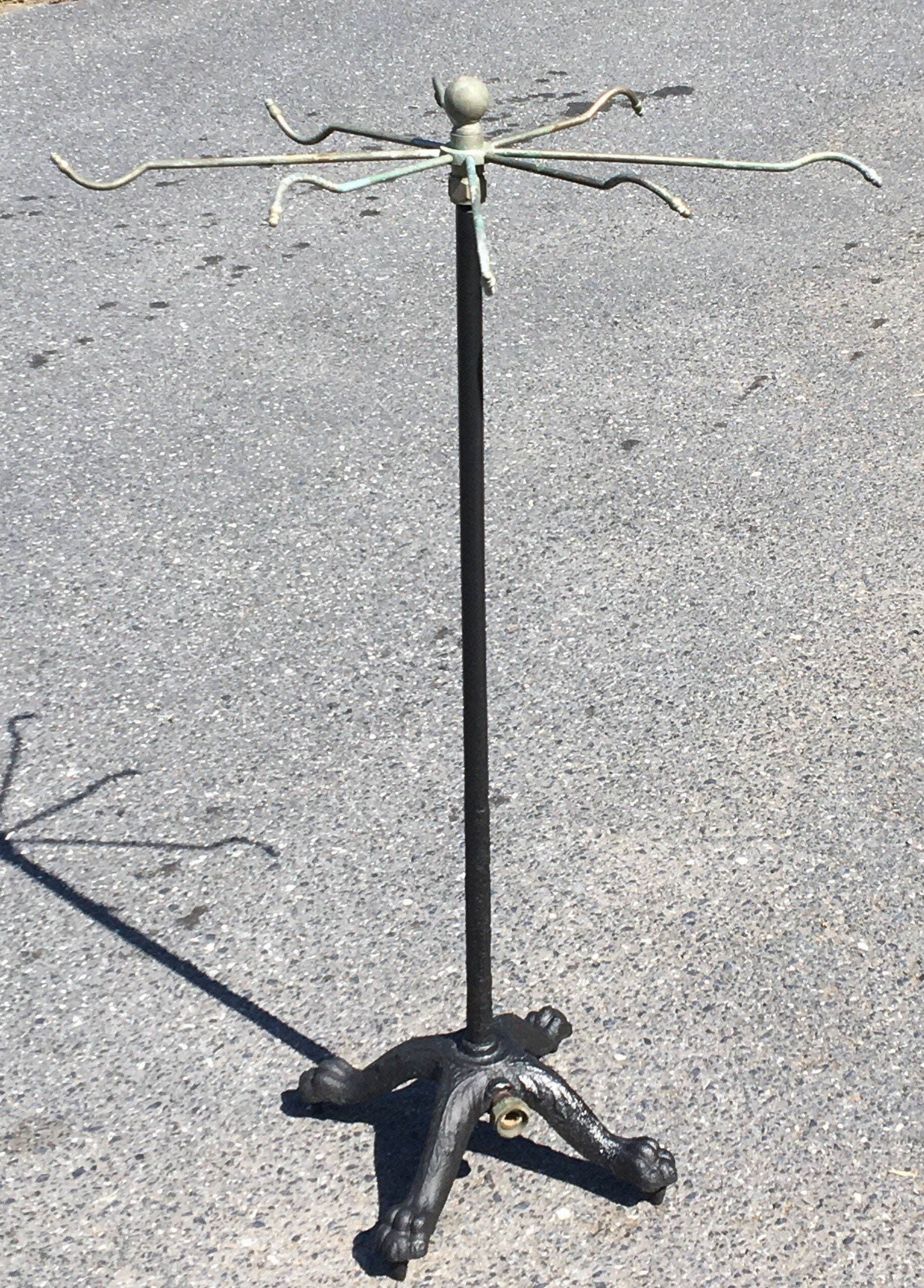 Antique Peck Brothers Garden Sprinkler, Brass Pedestal Water Lawn Sprinkler with Claw Foot Cast