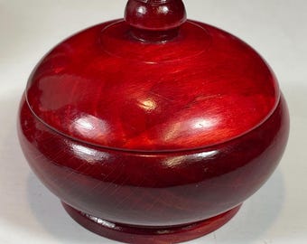 Small Wooden Trinket Box, Hand Turned, Marked München B. Tsch