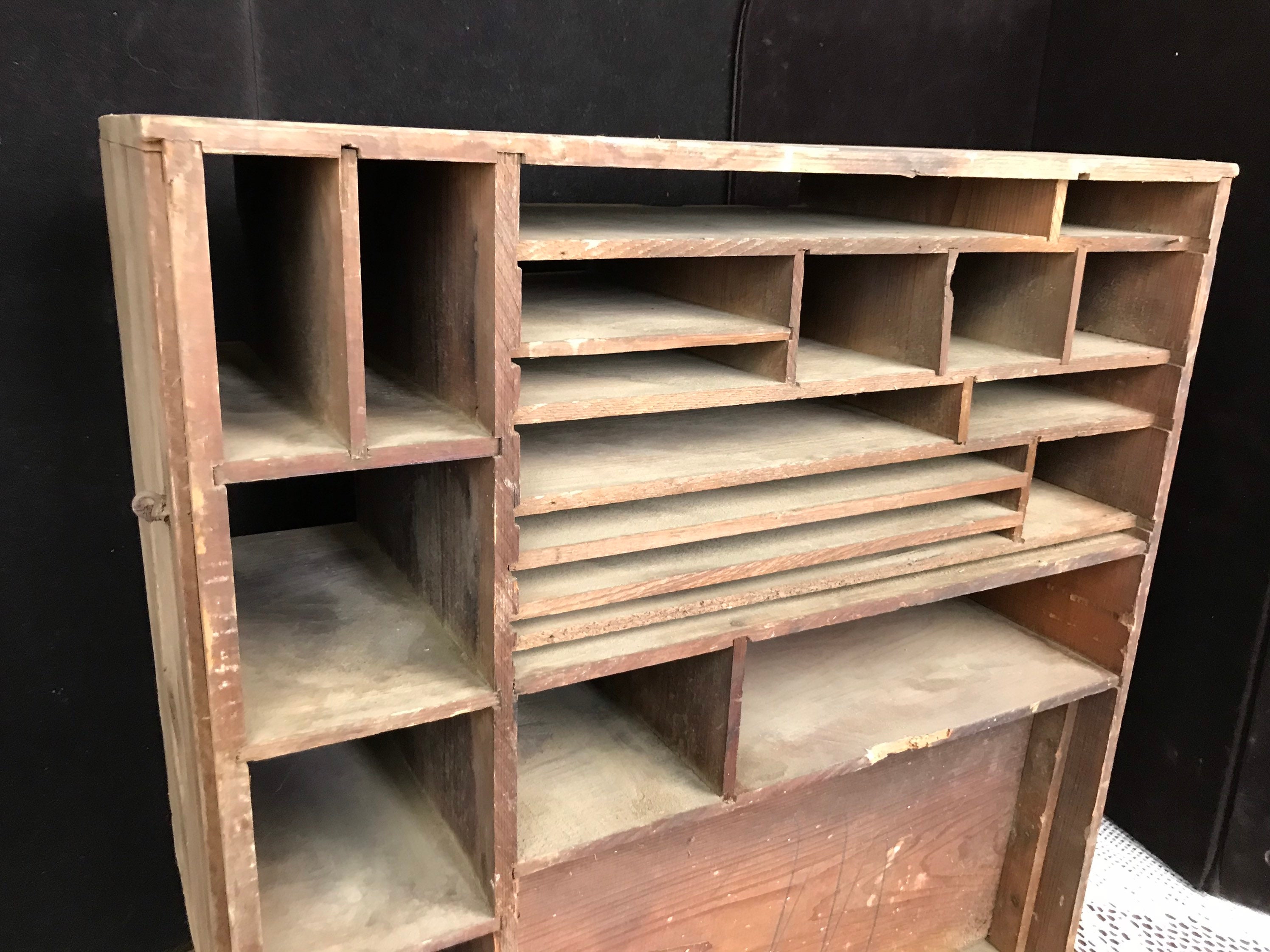 1940's Homemade Wooden Cubbie Primitive Mail Organizer