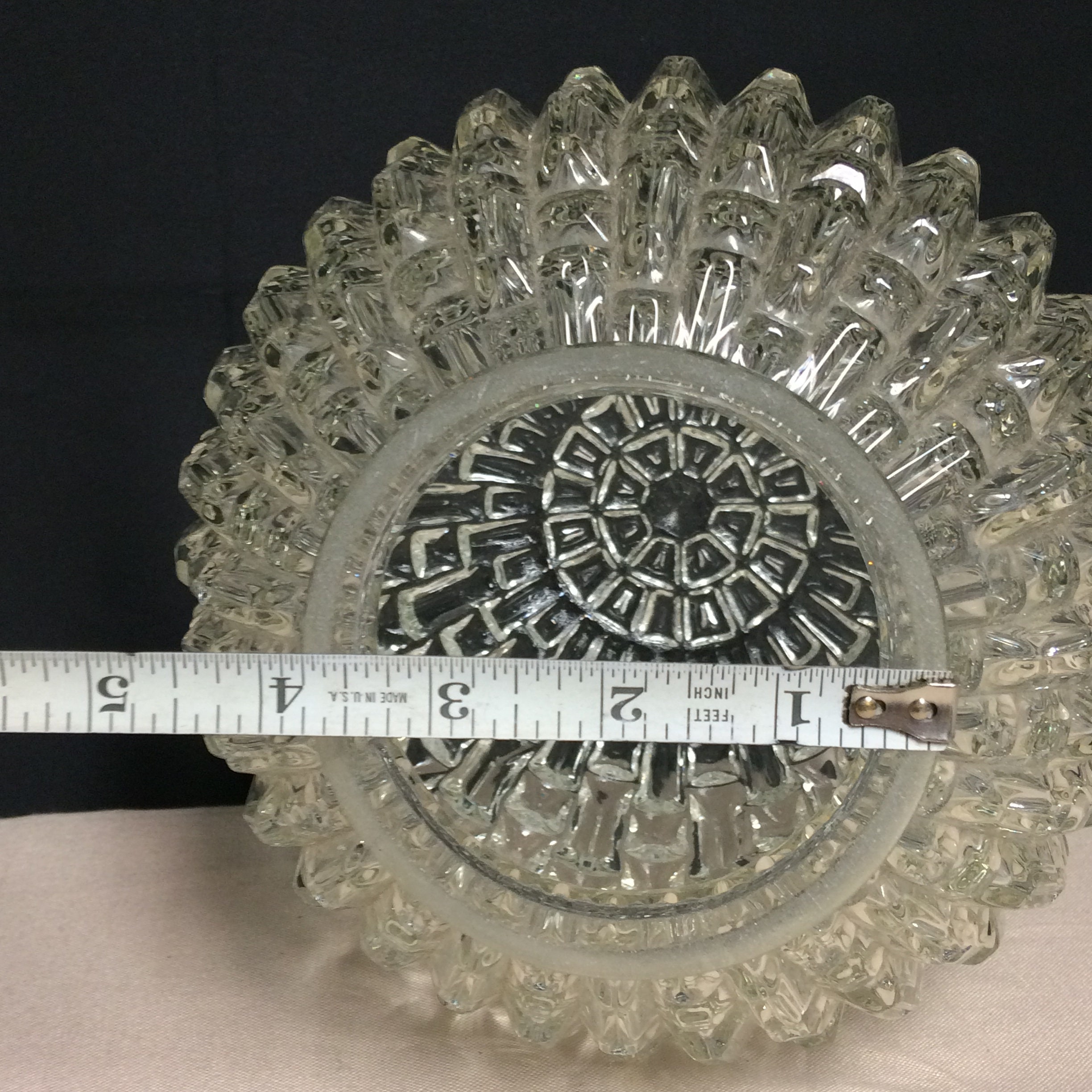 Vintage Cut Glass Pendant Ball Light Globe Shade, Art Deco Round Ball