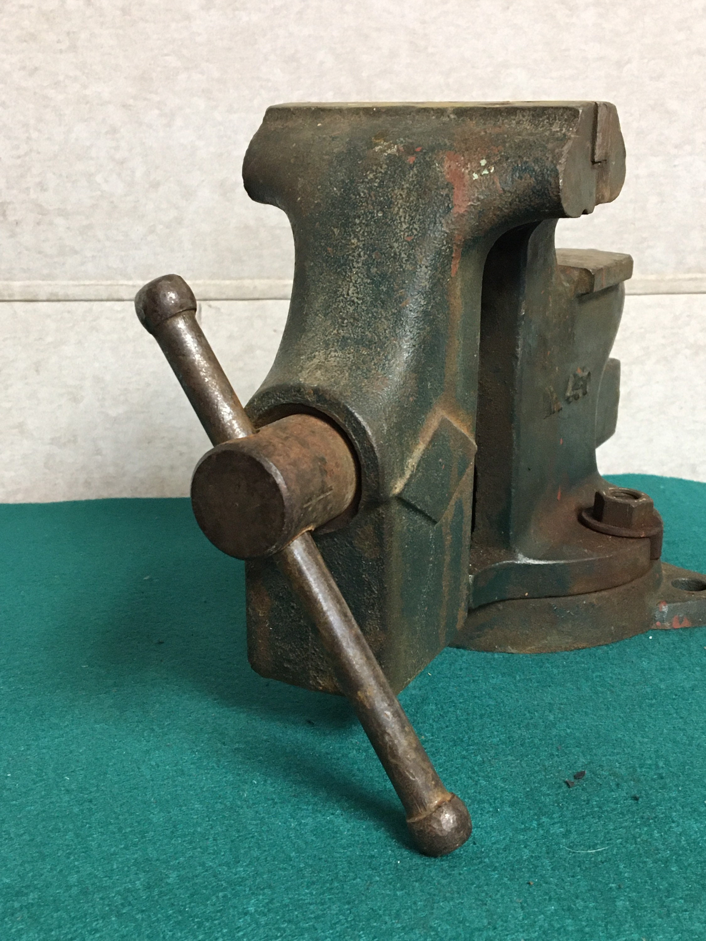 1960's Littlestown 450 Large Bench Vise with Swivel Base and Anvil, 43