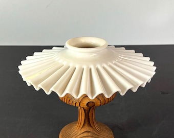 Antique Ruffled Milk Glass Pendant Light Shade, Petticoat