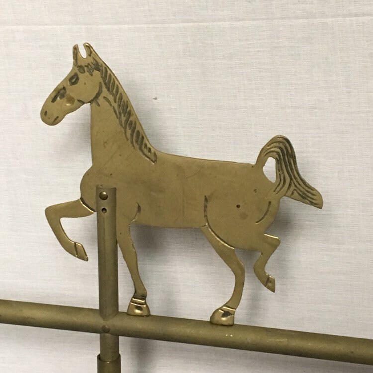 Vintage Brass Horse Weathervane, Ball Bearing Design with Adjustable