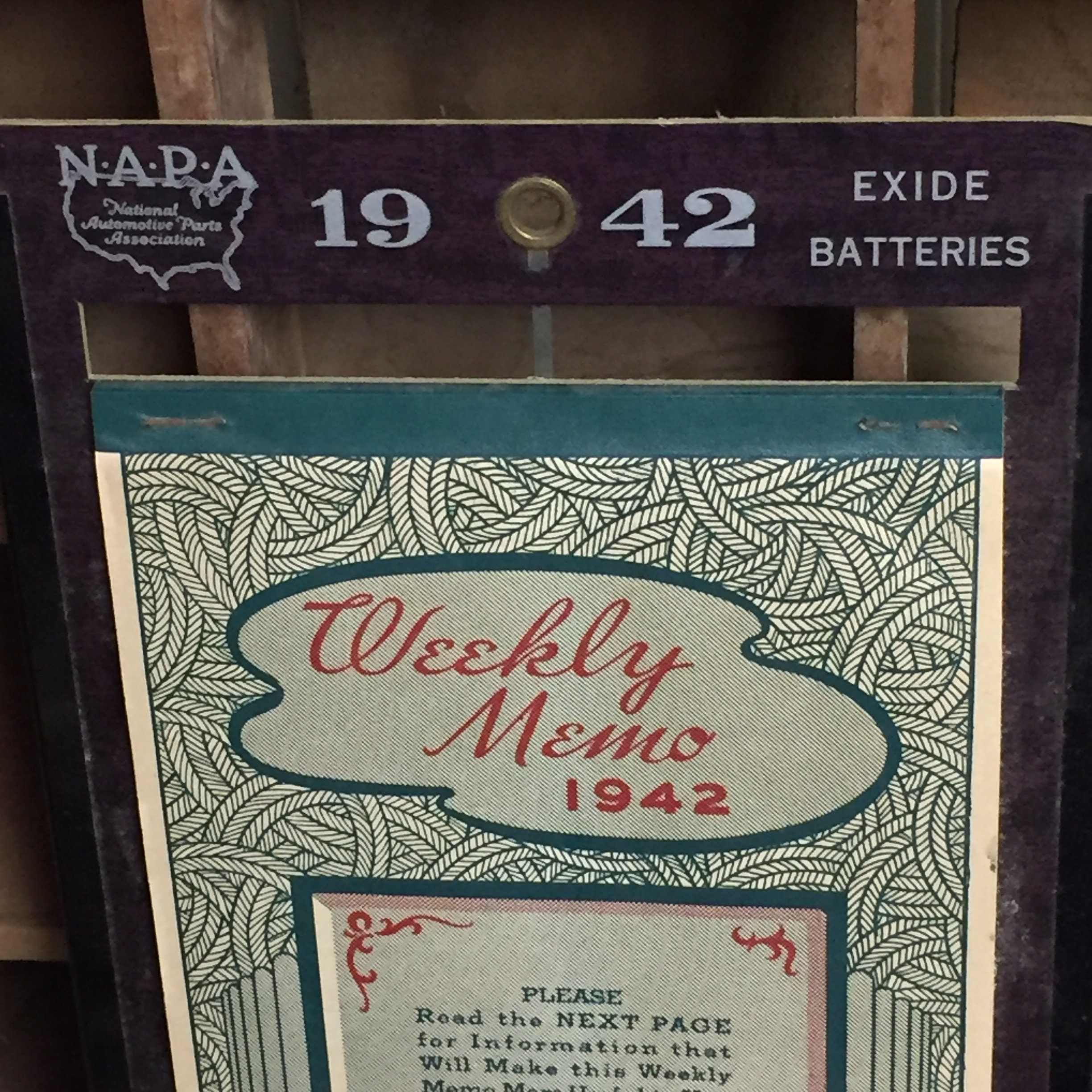 1940's Exide Batteries Advertising Calendar Memo Pad, Automotive