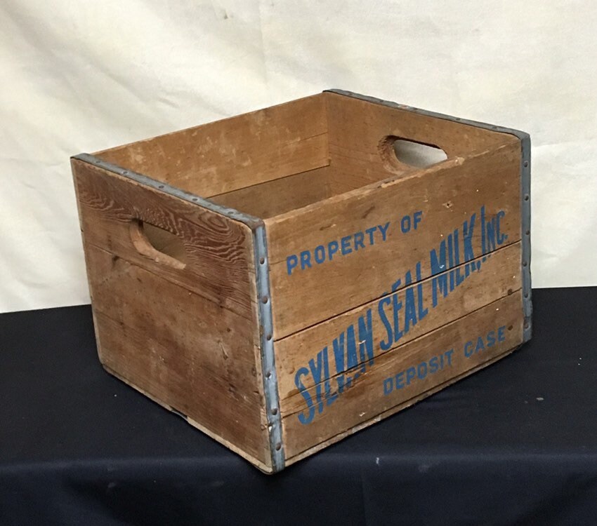 Vintage Sylvan Seal Milk Wooden Crate, Dairy Farm Shipping Crate