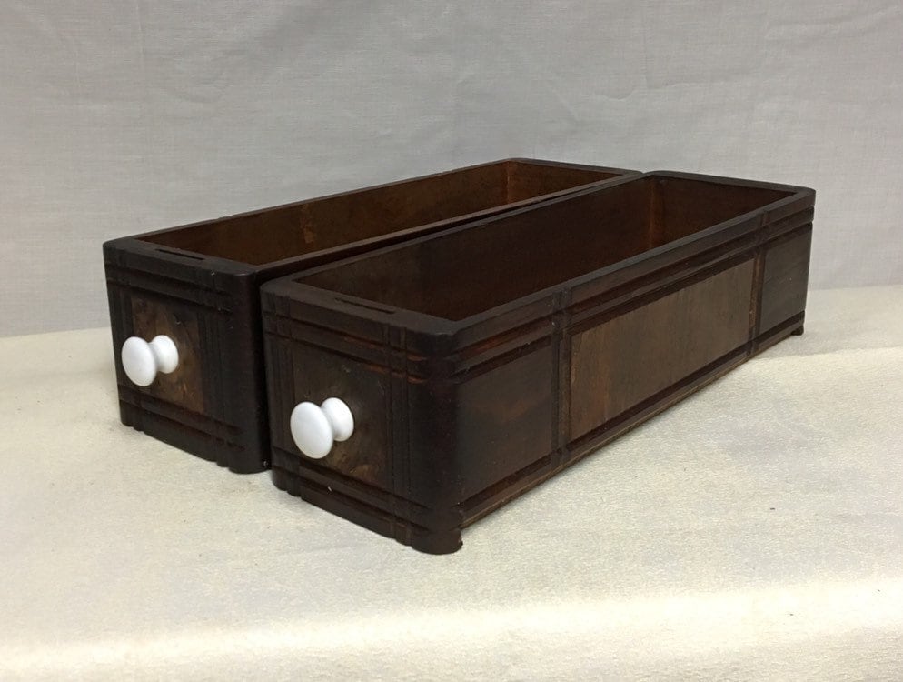 Set of 2 Singer Sewing Machine Drawers with White Porcelain Knobs