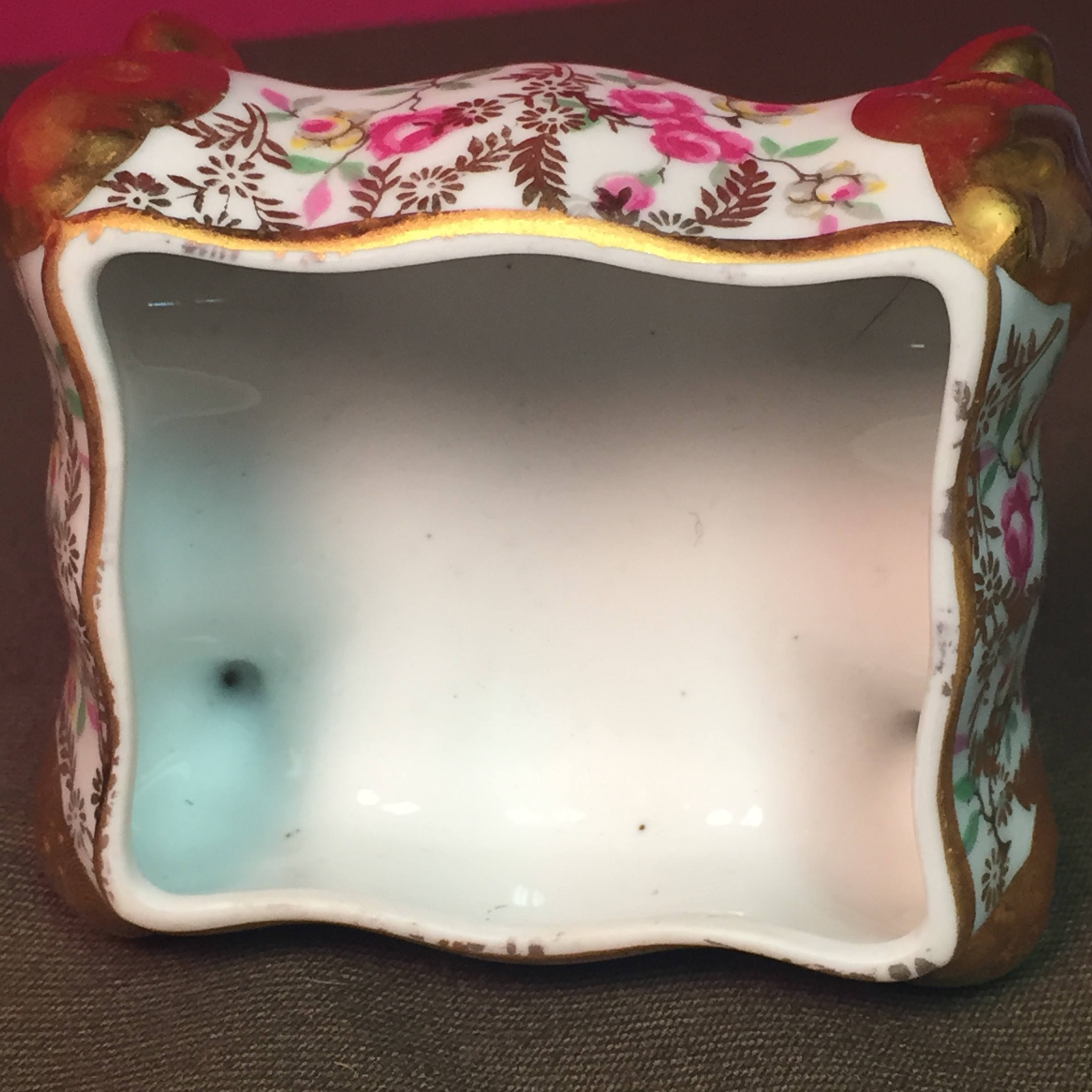 Limoge Porcelain Footed Box, Porcelaine Artistique, F.M Limoges France