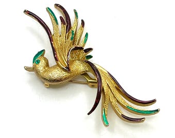 Gold Tone Bird of Paradise Brooch