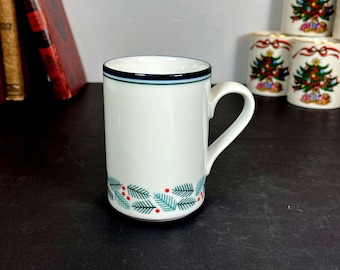 Dansk Bistro Christmas Green Pine with Orange Berries Mug