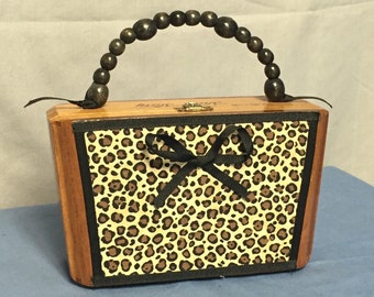 Cigar Box Purse, A.Fuente Cigar Box, Wooden Handbag, Animal Print Purse, Hard Body Purse
